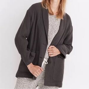 Madewell Lightspun Dorset Oversized Gauze Blazer Charcoal Gray Size S